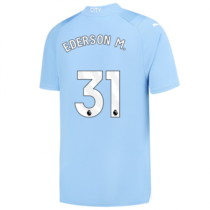 Niño Camiseta Ederson Moraes #31 Azul Claro 1ª Equipación 2023/24 La Camisa Chile