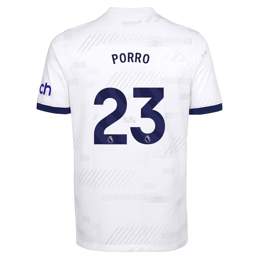Niño Camiseta Pedro Porro #23 Blanco 1ª Equipación 2023/24 La Camisa Chile