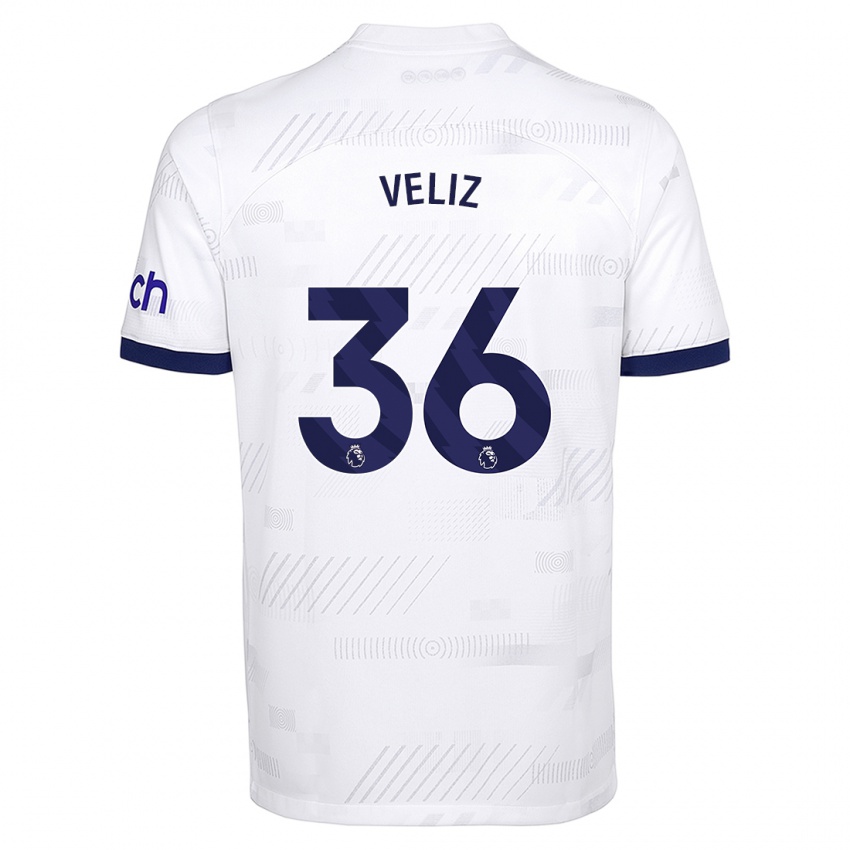 Niño Camiseta Alejo Véliz #36 Blanco 1ª Equipación 2023/24 La Camisa Chile