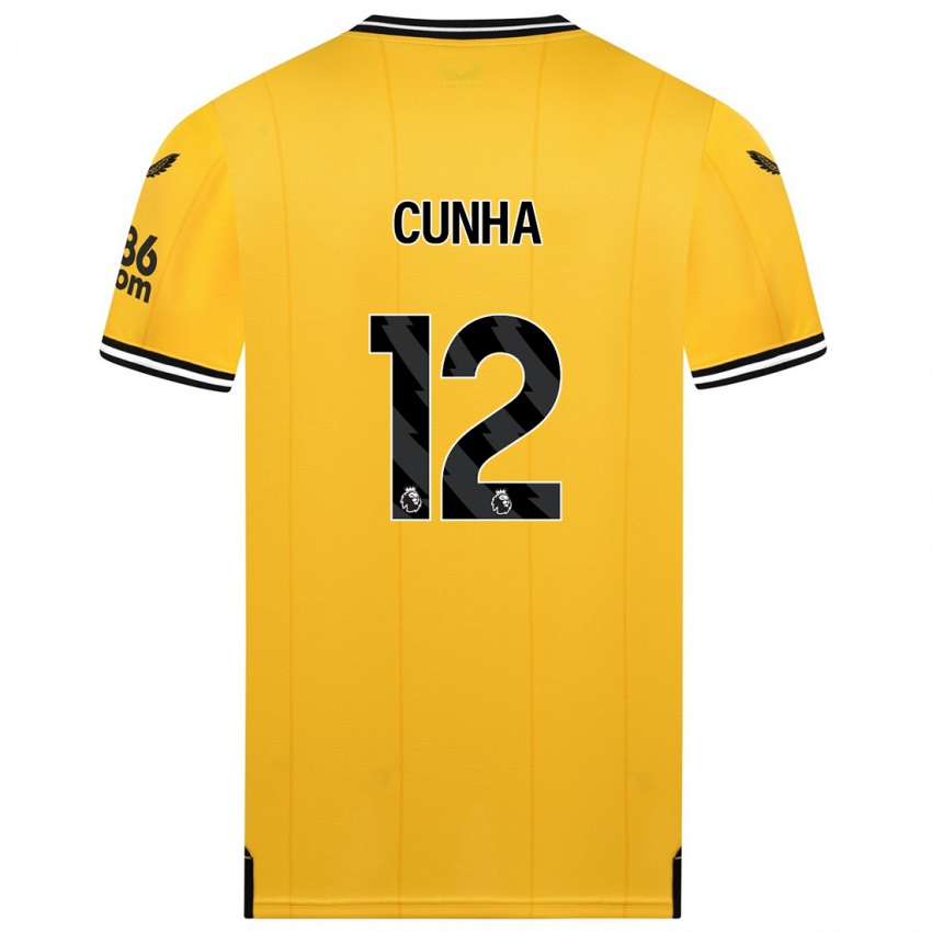 Niño Camiseta Matheus Cunha #12 Amarillo 1ª Equipación 2023/24 La Camisa Chile
