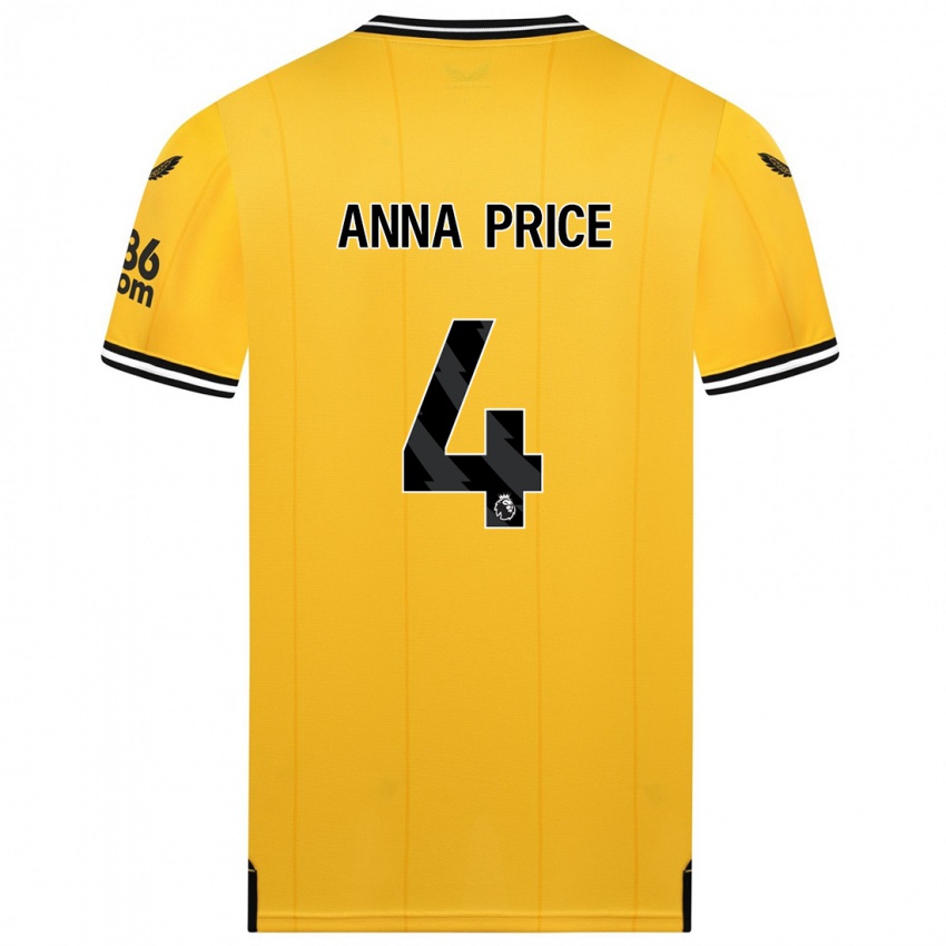 Niño Camiseta Anna Price #4 Amarillo 1ª Equipación 2023/24 La Camisa Chile