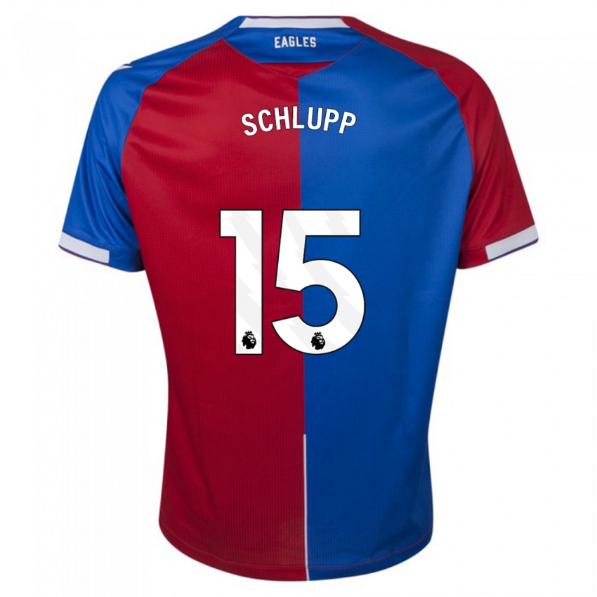 Niño Camiseta Jeffrey Schlupp #15 Rojo Azul 1ª Equipación 2023/24 La Camisa Chile