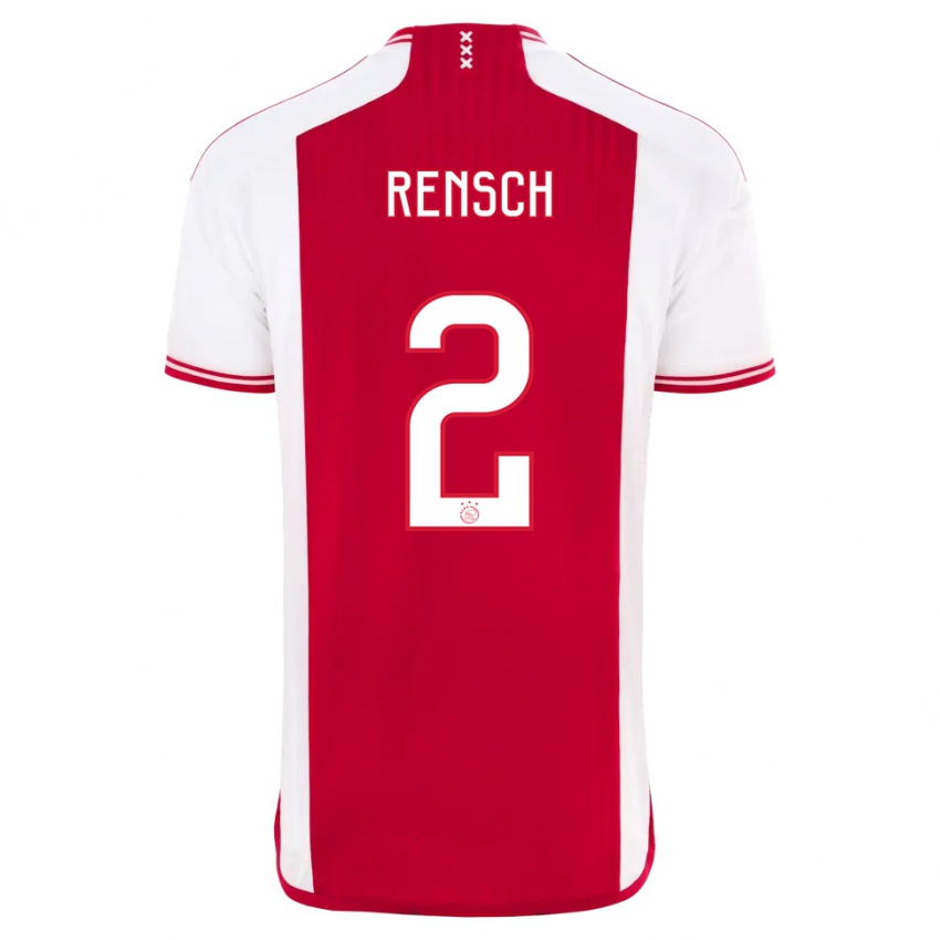 Niño Camiseta Devyne Rensch #2 Rojo Blanco 1ª Equipación 2023/24 La Camisa Chile