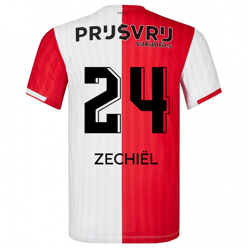 Niño Camiseta Gjivai Zechiel #24 Rojo Blanco 1ª Equipación 2023/24 La Camisa Chile