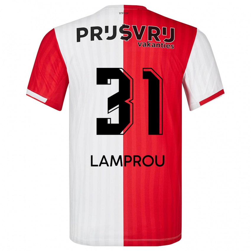 Niño Camiseta Kostas Lamprou #31 Rojo Blanco 1ª Equipación 2023/24 La Camisa Chile