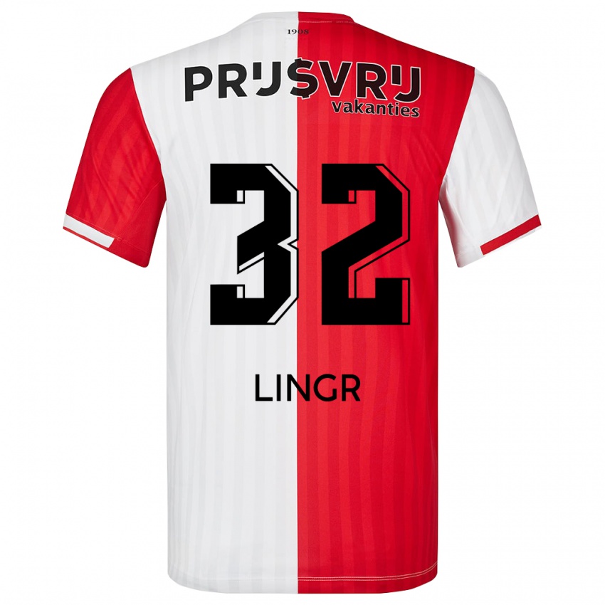 Niño Camiseta Ondrej Lingr #32 Rojo Blanco 1ª Equipación 2023/24 La Camisa Chile