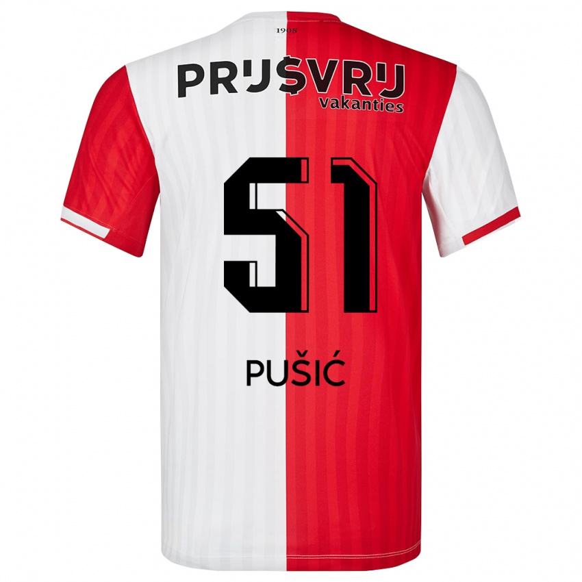 Niño Camiseta Noah Pušić #51 Rojo Blanco 1ª Equipación 2023/24 La Camisa Chile