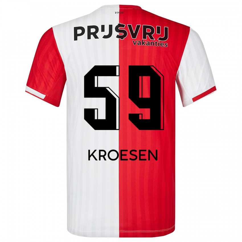 Niño Camiseta Jaimy Kroesen #59 Rojo Blanco 1ª Equipación 2023/24 La Camisa Chile