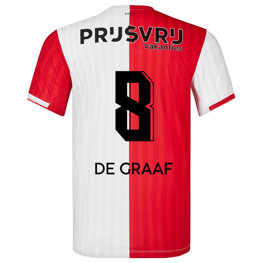 Niño Camiseta Esmee De Graaf #8 Rojo Blanco 1ª Equipación 2023/24 La Camisa Chile