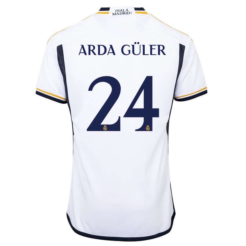 Niño Camiseta Arda Güler #24 Blanco 1ª Equipación 2023/24 La Camisa Chile