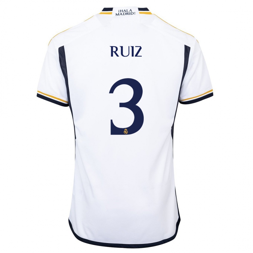 Niño Camiseta David Ruiz #3 Blanco 1ª Equipación 2023/24 La Camisa Chile