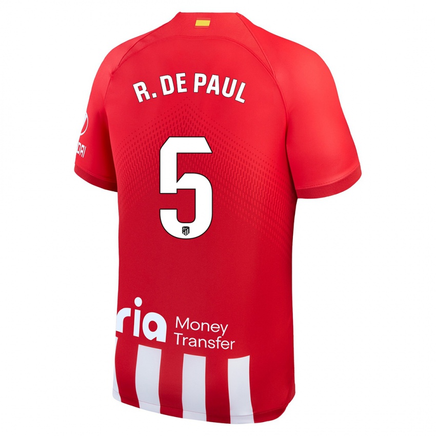 Niño Camiseta Rodrigo De Paul #5 Rojo Blanco 1ª Equipación 2023/24 La Camisa Chile