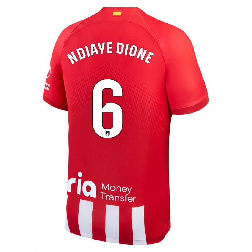 Niño Camiseta Assane Ndiaye Dione #6 Rojo Blanco 1ª Equipación 2023/24 La Camisa Chile