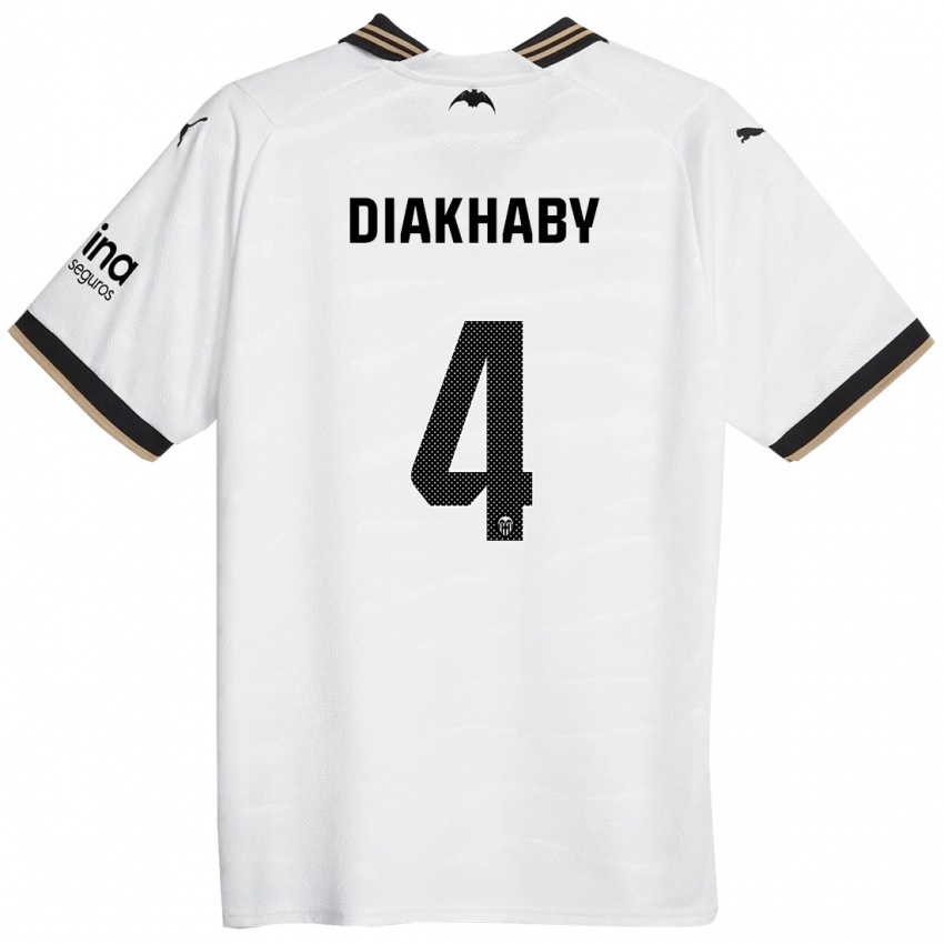 Niño Camiseta Mouctar Diakhaby #4 Blanco 1ª Equipación 2023/24 La Camisa Chile