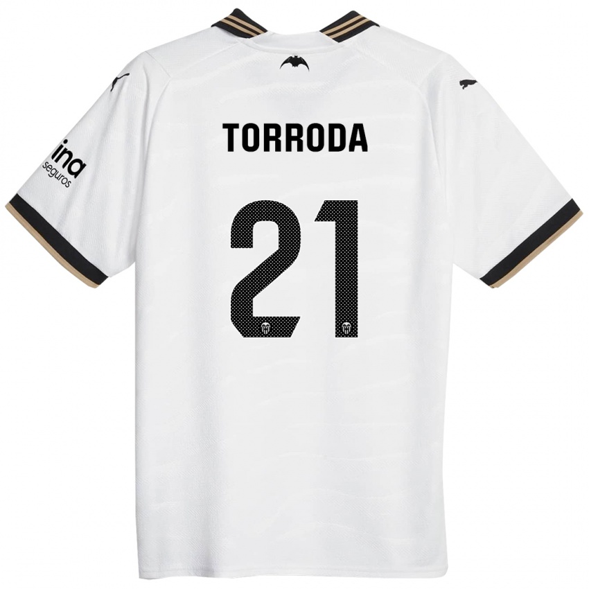 Niño Camiseta Anna Torroda #21 Blanco 1ª Equipación 2023/24 La Camisa Chile