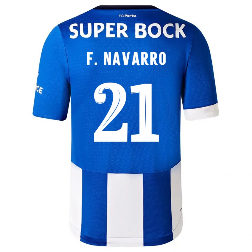 Niño Camiseta Fran Navarro #21 Azul Blanco 1ª Equipación 2023/24 La Camisa Chile