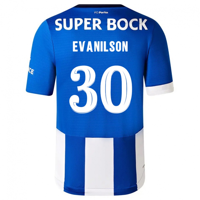 Niño Camiseta Evanilson #30 Azul Blanco 1ª Equipación 2023/24 La Camisa Chile