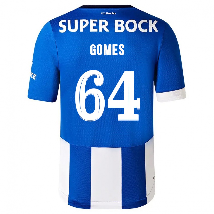 Niño Camiseta Luís Gomes #64 Azul Blanco 1ª Equipación 2023/24 La Camisa Chile