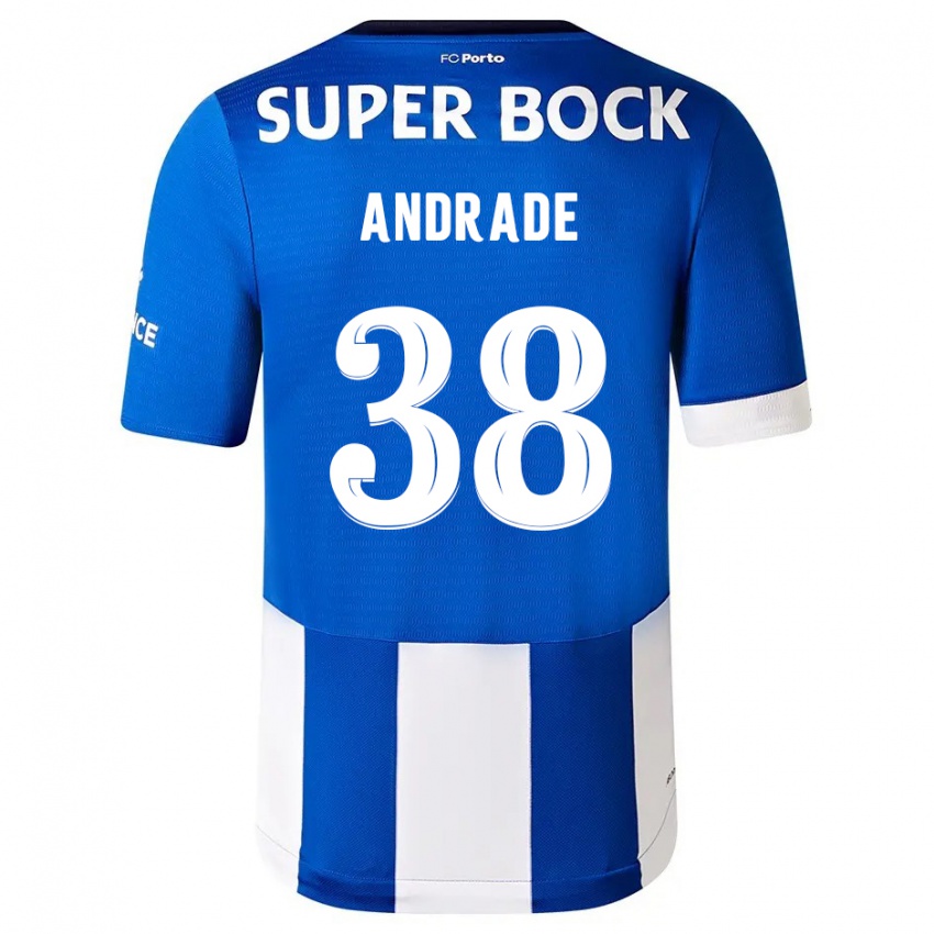 Niño Camiseta Fernando Andrade #38 Azul Blanco 1ª Equipación 2023/24 La Camisa Chile