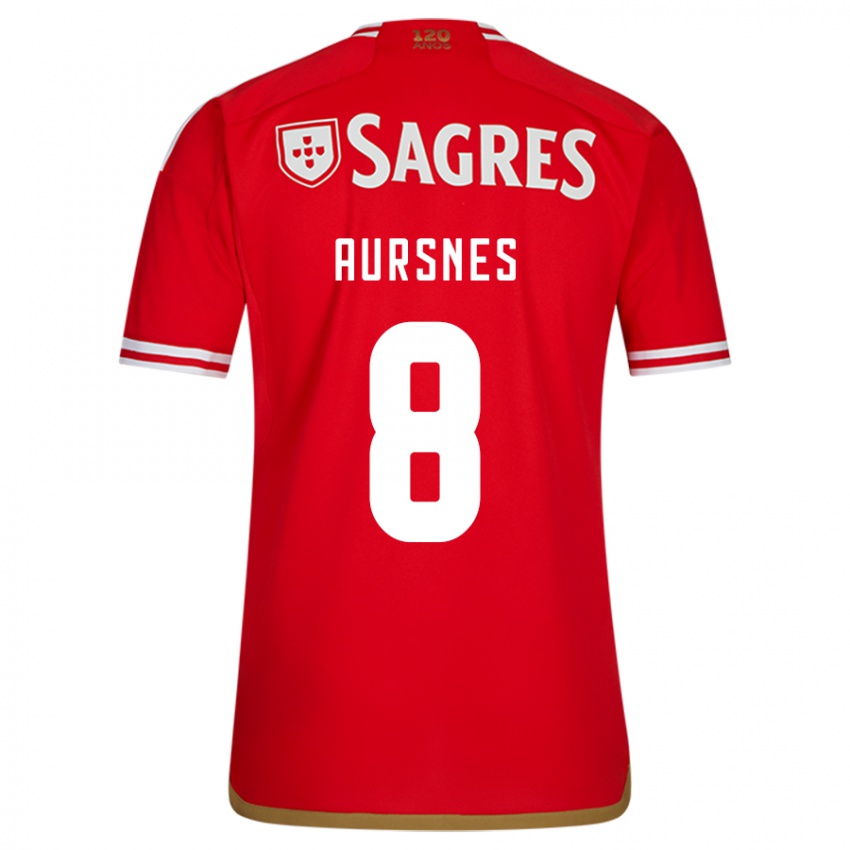 Niño Camiseta Fredrik Aursnes #8 Rojo 1ª Equipación 2023/24 La Camisa Chile