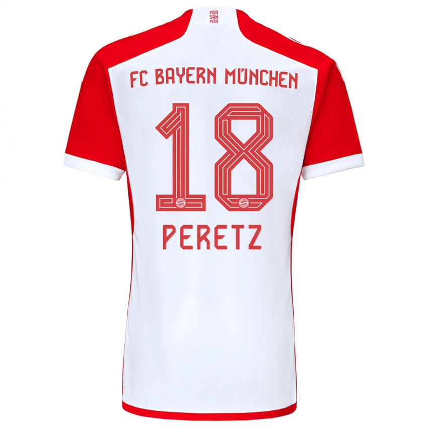Niño Camiseta Daniel Peretz #18 Rojo Blanco 1ª Equipación 2023/24 La Camisa Chile