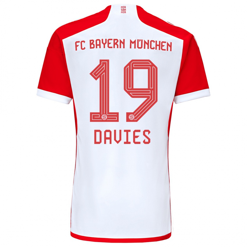Niño Camiseta Alphonso Davies #19 Rojo Blanco 1ª Equipación 2023/24 La Camisa Chile