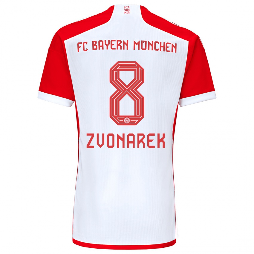 Niño Camiseta Lovro Zvonarek #8 Rojo Blanco 1ª Equipación 2023/24 La Camisa Chile