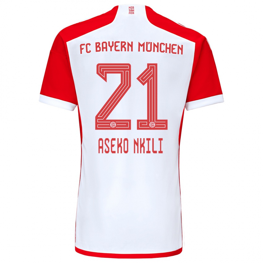 Niño Camiseta Noel Aseko Nkili #21 Rojo Blanco 1ª Equipación 2023/24 La Camisa Chile