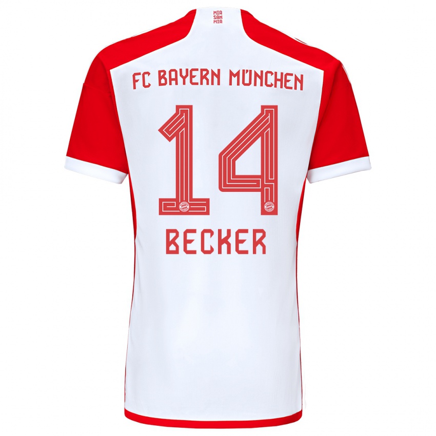 Niño Camiseta Lennard Becker #14 Rojo Blanco 1ª Equipación 2023/24 La Camisa Chile