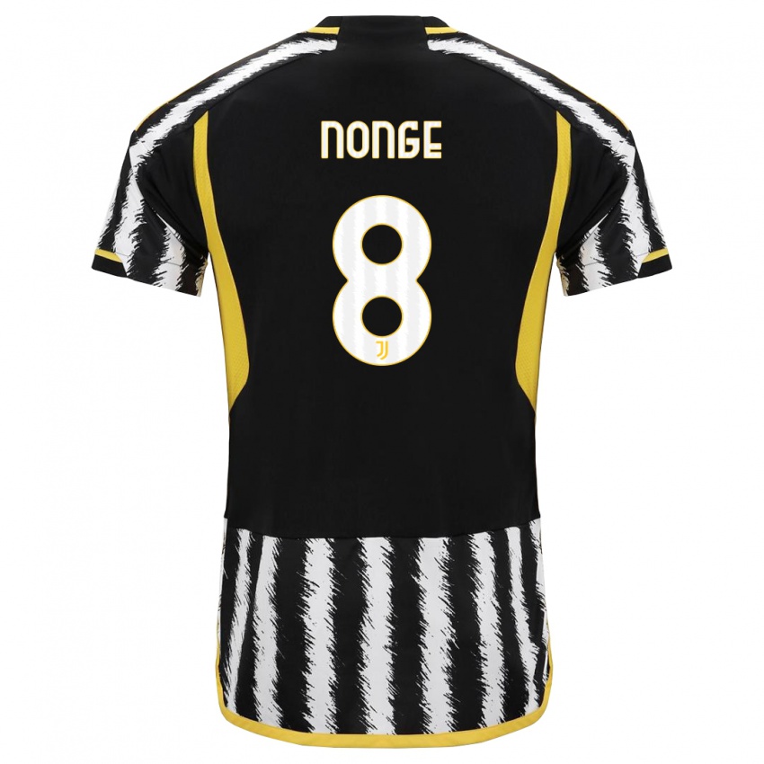 Niño Camiseta Joseph Nonge #8 Blanco Negro 1ª Equipación 2023/24 La Camisa Chile