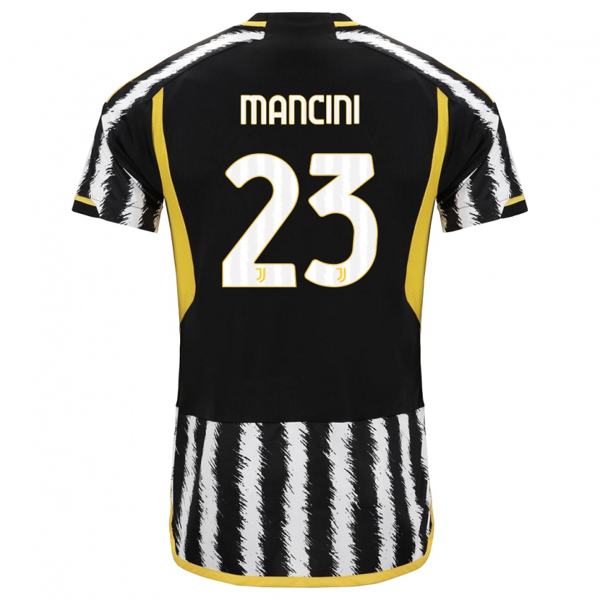 Niño Camiseta Tommaso Mancini #23 Blanco Negro 1ª Equipación 2023/24 La Camisa Chile