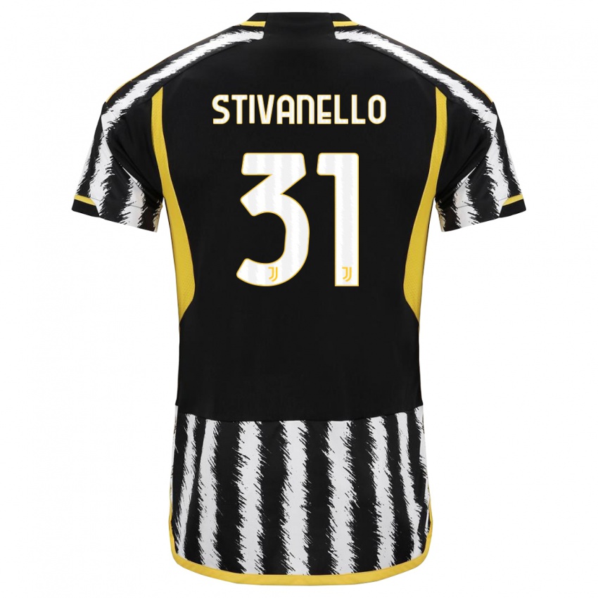 Niño Camiseta Riccardo Stivanello #31 Blanco Negro 1ª Equipación 2023/24 La Camisa Chile