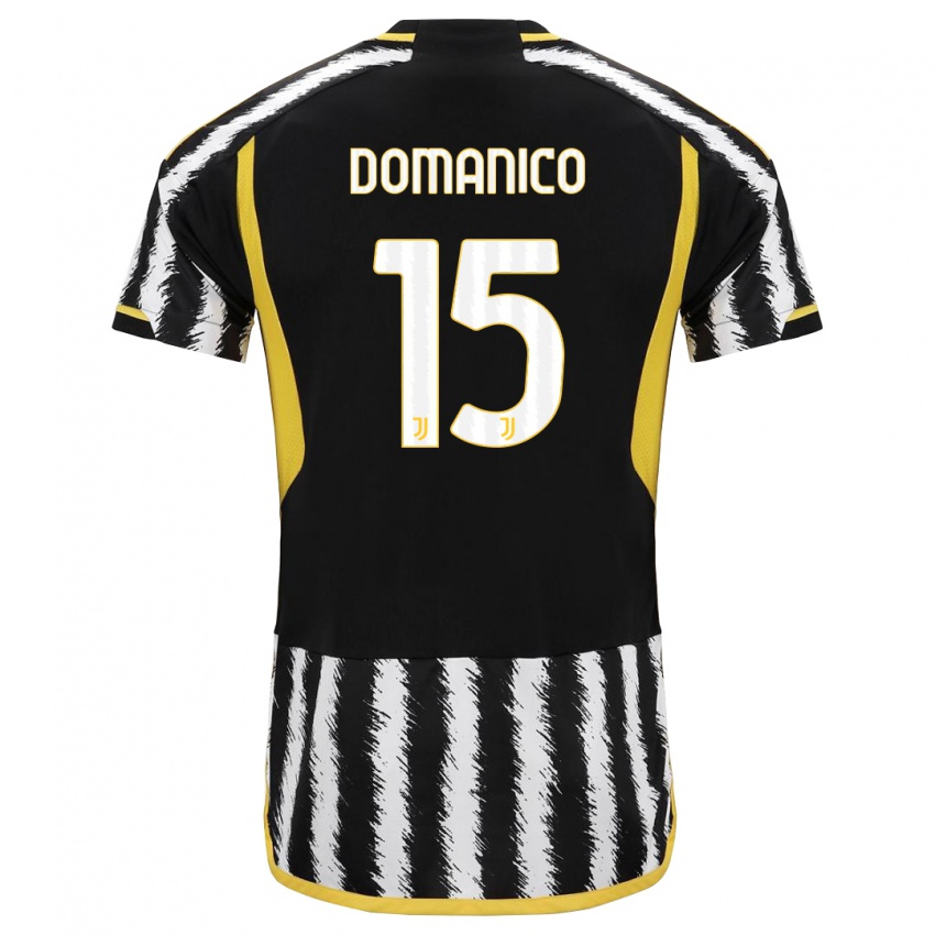 Niño Camiseta Saverio Domanico #15 Blanco Negro 1ª Equipación 2023/24 La Camisa Chile