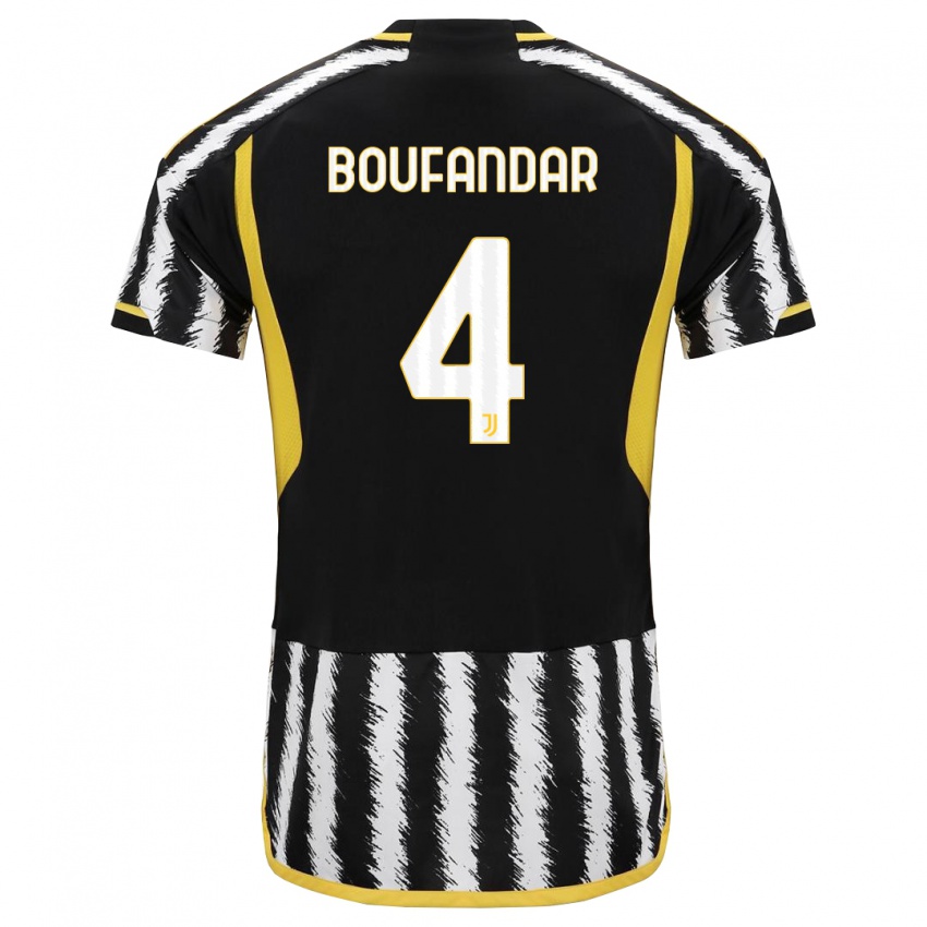 Niño Camiseta Adam Boufandar #4 Blanco Negro 1ª Equipación 2023/24 La Camisa Chile