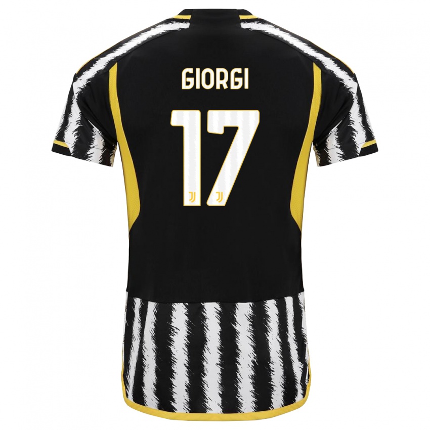 Niño Camiseta Lorenzo Giorgi #17 Blanco Negro 1ª Equipación 2023/24 La Camisa Chile