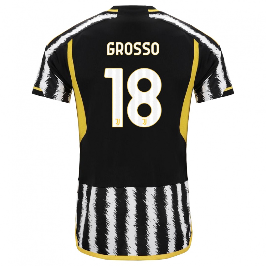 Niño Camiseta Filippo Grosso #18 Blanco Negro 1ª Equipación 2023/24 La Camisa Chile