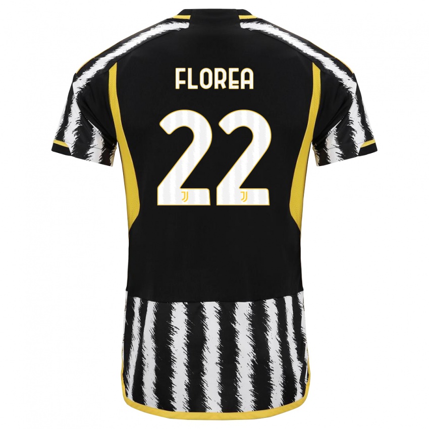 Niño Camiseta Andrei Florea #22 Blanco Negro 1ª Equipación 2023/24 La Camisa Chile