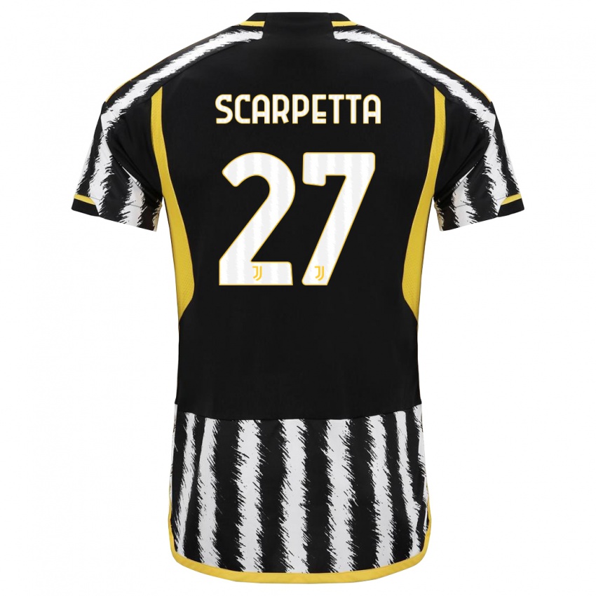 Niño Camiseta Jacopo Scarpetta #27 Blanco Negro 1ª Equipación 2023/24 La Camisa Chile