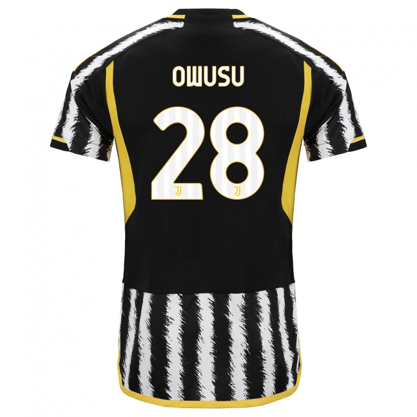 Niño Camiseta Augusto Owusu #28 Blanco Negro 1ª Equipación 2023/24 La Camisa Chile