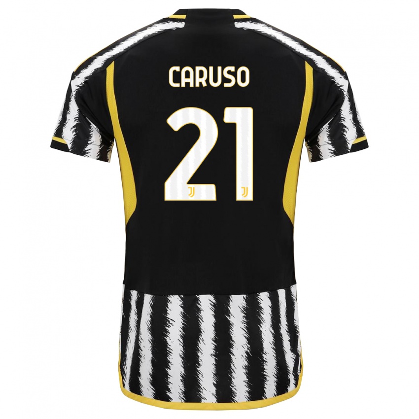 Niño Camiseta Arianna Caruso #21 Blanco Negro 1ª Equipación 2023/24 La Camisa Chile