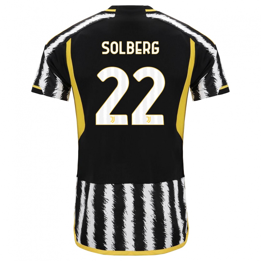 Niño Camiseta Elias Solberg #22 Blanco Negro 1ª Equipación 2023/24 La Camisa Chile