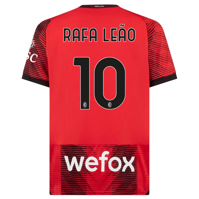 Niño Camiseta Rafael Leao #10 Negro Rojo 1ª Equipación 2023/24 La Camisa Chile