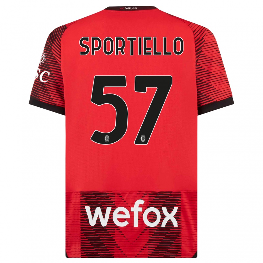 Niño Camiseta Marco Sportiello #57 Negro Rojo 1ª Equipación 2023/24 La Camisa Chile