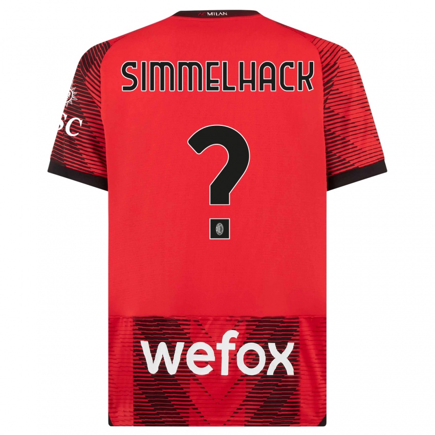 Niño Camiseta Alexander Simmelhack #0 Negro Rojo 1ª Equipación 2023/24 La Camisa Chile