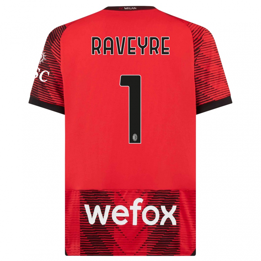 Niño Camiseta Noah Raveyre #1 Negro Rojo 1ª Equipación 2023/24 La Camisa Chile