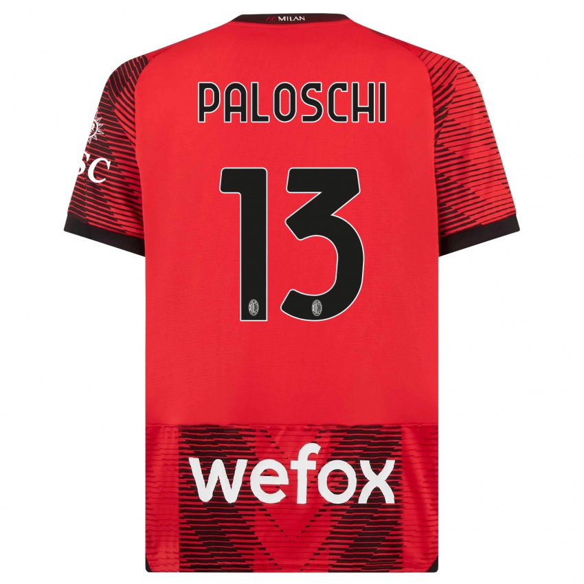 Niño Camiseta Dorian Paloschi #13 Negro Rojo 1ª Equipación 2023/24 La Camisa Chile