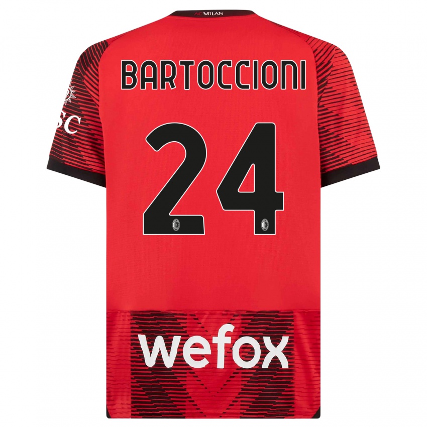 Niño Camiseta Andrea Bartoccioni #24 Negro Rojo 1ª Equipación 2023/24 La Camisa Chile