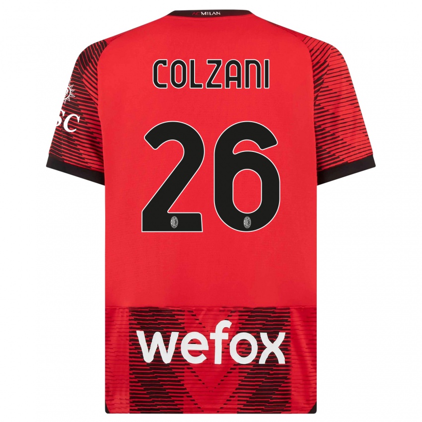 Niño Camiseta Edoardo Colzani #26 Negro Rojo 1ª Equipación 2023/24 La Camisa Chile