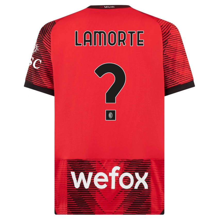 Niño Camiseta Alessandro Lamorte #0 Negro Rojo 1ª Equipación 2023/24 La Camisa Chile