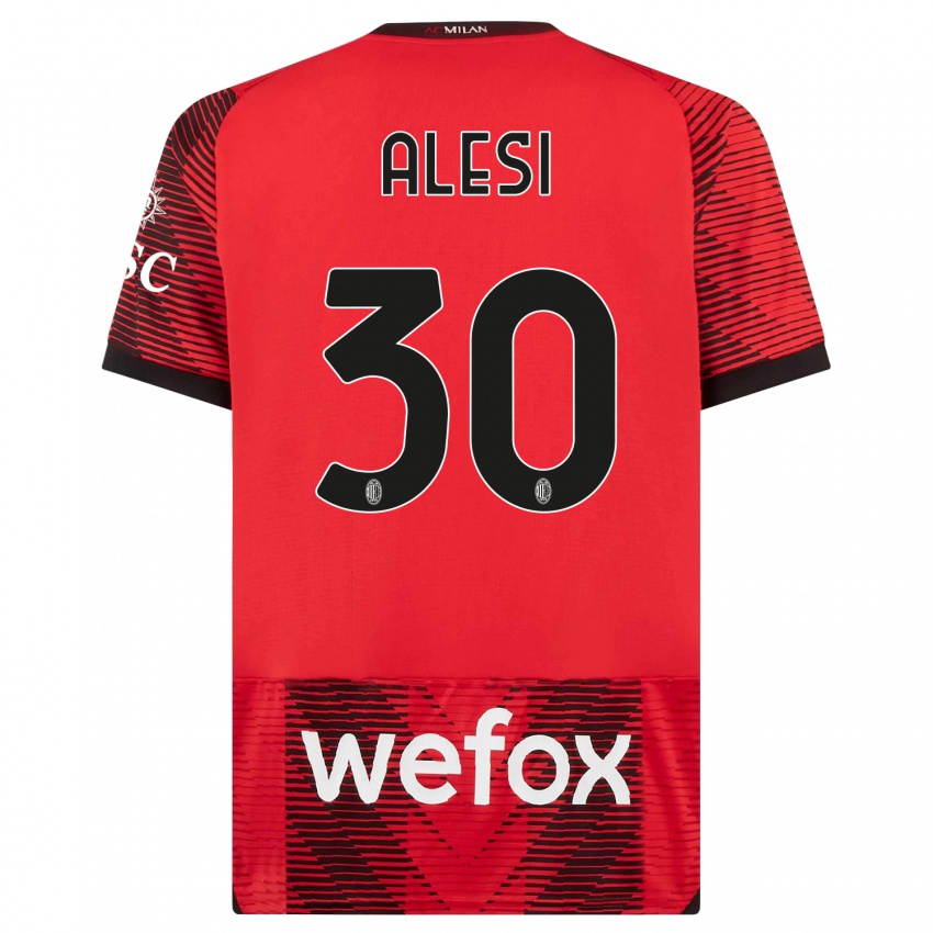 Niño Camiseta Gabriele Alesi #30 Negro Rojo 1ª Equipación 2023/24 La Camisa Chile